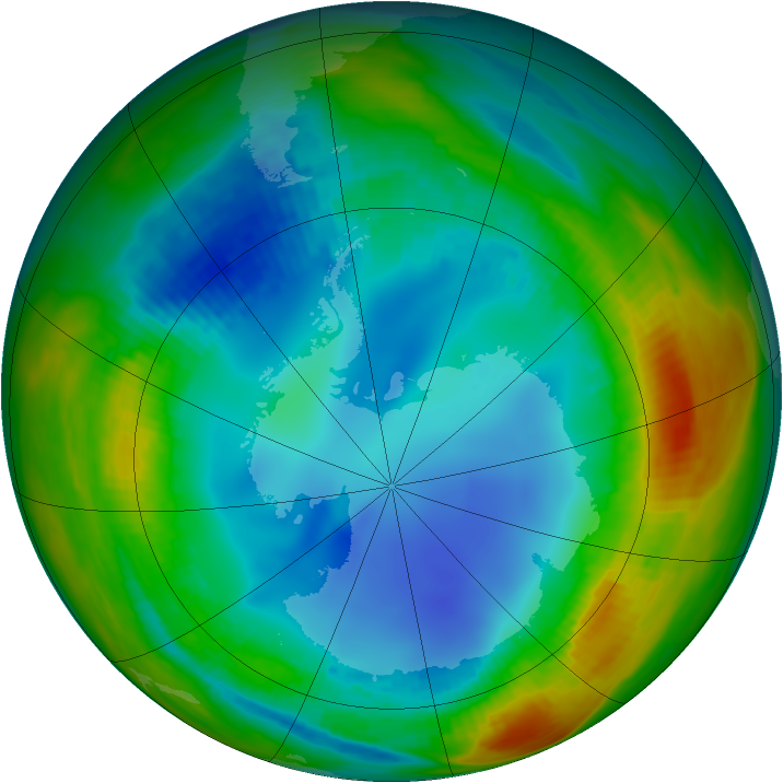 Antarctic ozone map for 01 August 1991